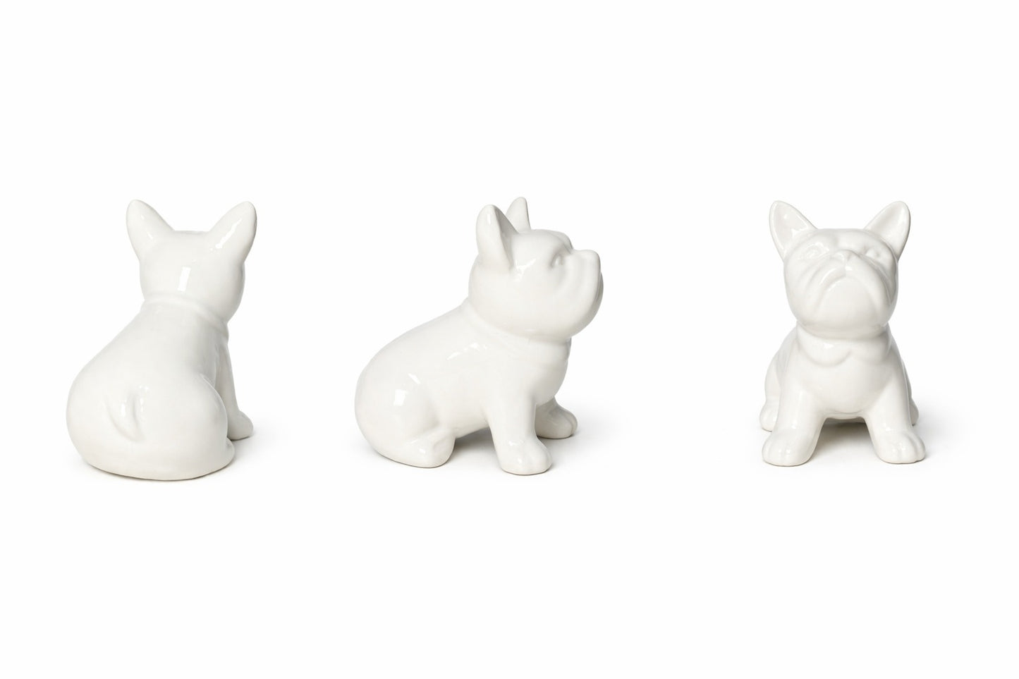 Perrito Buldog Frances cerámica color blanco