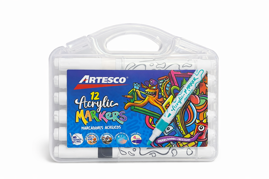 Plumones Acrílicos Artesco x12 – Colores intensos y alta cobertura