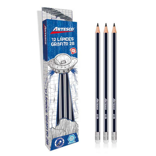 Lápiz 2B Artesco con Borrador Caja x12