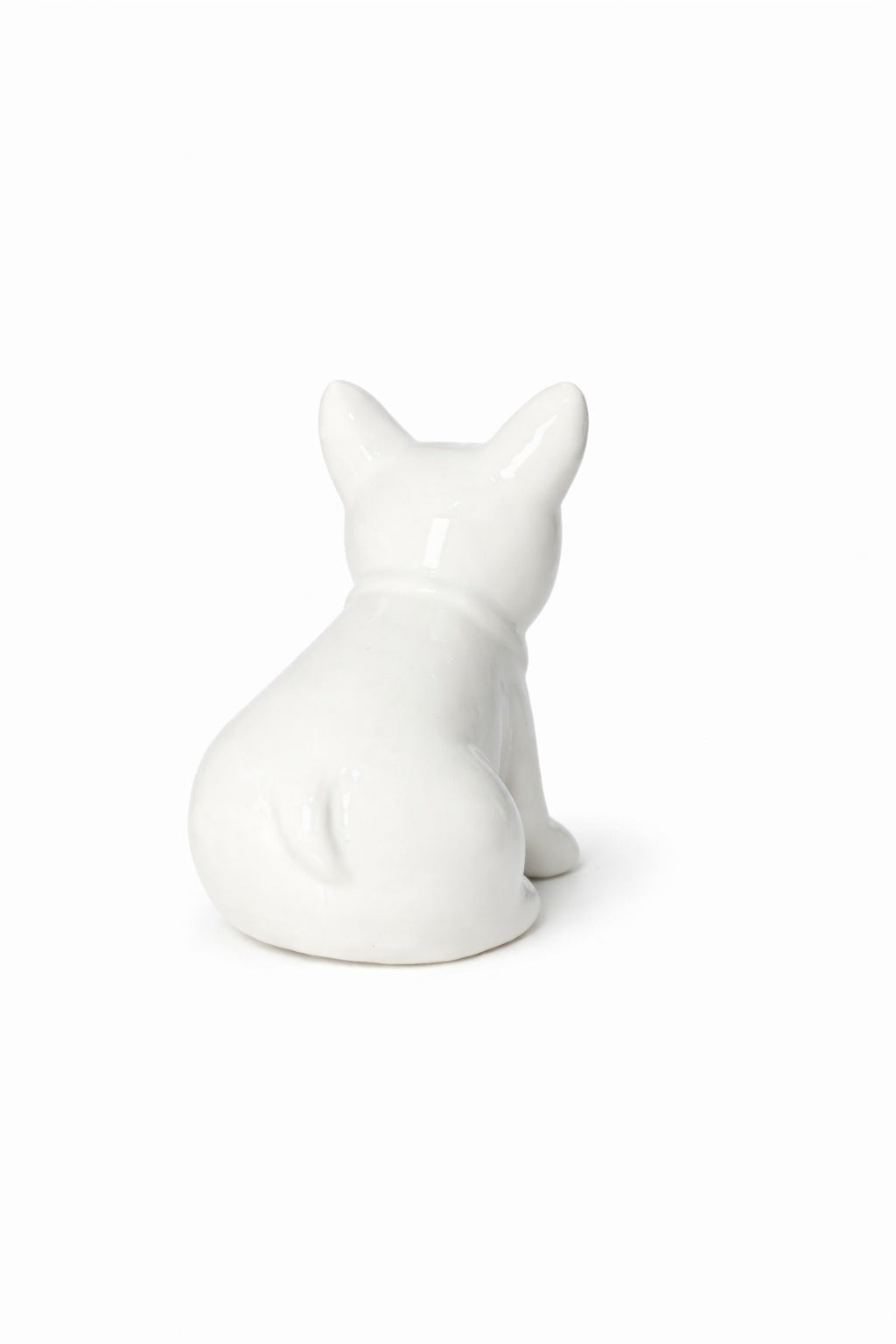 Perrito Buldog Frances cerámica color blanco